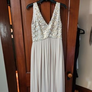 blush with gold and beige sequins bridesmaids dress